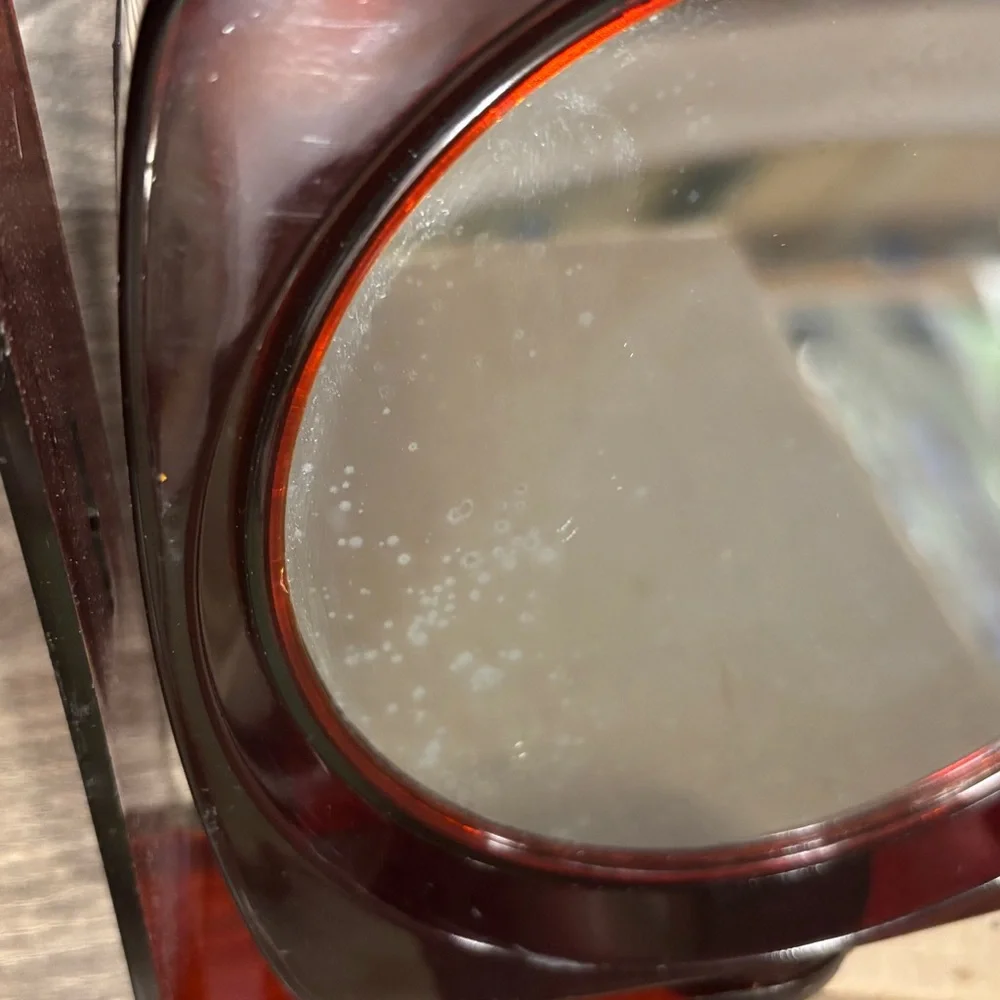 Vintage Red Two-Way Magnifying Mirror